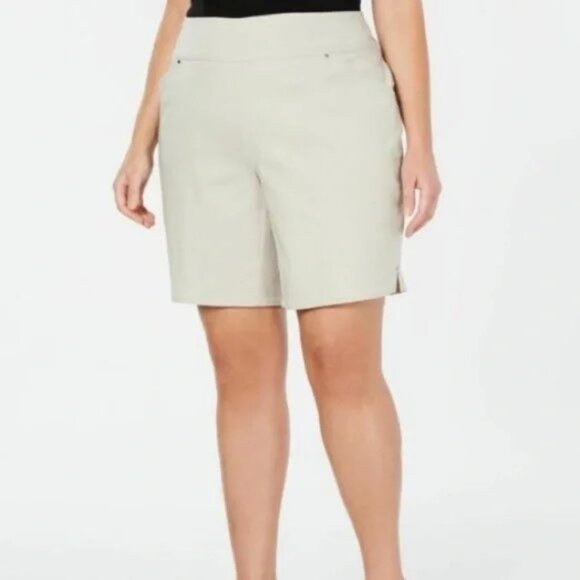 INC International Concepts Pants - I.N.C International Concepts Women's Tan High Rise Pull-On Bermuda Shorts SZ.14